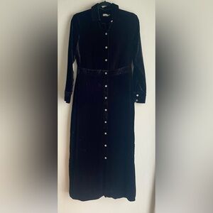 Faherty Black Long Sleeve Cuffed Shirt Dress